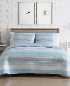 Комплект постельного белья Coralinn Stripe, 2 предмета, размер Twin Beatrice Home Fashions, синий/серый