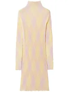 Платье в рубчик с узором аргайл Burberry, розовый