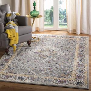 Ковер SAFAVIEH, 92 x 153 см, Evoke Collection Grey/Grey EVK288F Oriental Medallion Distressed Non-Shedding для гостиной и спальни