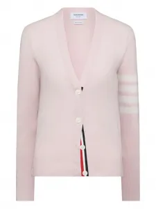 Кашемировый кардиган с полосками 4-Bar THOM BROWNE, розовый