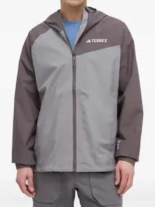 Куртка с капюшоном и цветными вставками adidas, серый