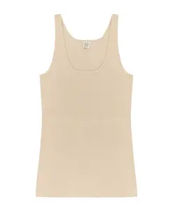 Бежевая футболка без рукавов с круглым вырезом Totãªme, бежевый