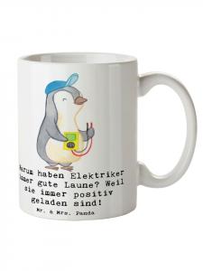 Кофейная кружка, позитивный электрик с надписью на белом фоне Mr. & Mrs. Panda