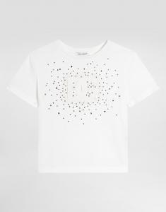 Футболка из джерси с логотипом dg и стразами Dolce & Gabbana, белый