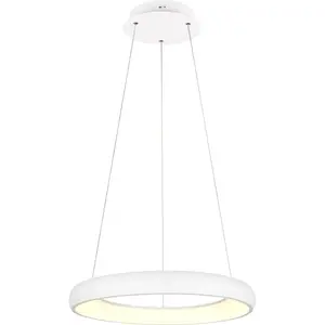 Светильник TRIO Leuchten LED подвесной CARDONA, LED кольцевой подвесной светильник, 4400 люмен, 38 Вт, регулируемый цвет света LED-панель 1 шт. 2300/3000/4000K, затемнение в 3 ступени, высота 150 см, диаметр 62 см Trio Leuchten, Weiß matt
