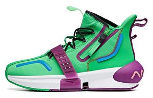Баскетбольные кроссовки мужские высокие зеленые/фиолетовые Anta
