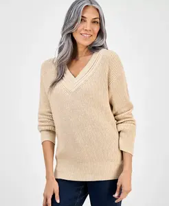 Женский свитер с V-образным вырезом и длинными рукавами Style & Co, загар/бежевый