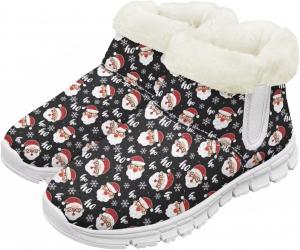 Детские зимние сапоги для девочек, водонепроницаемые, противоскользящие, для холодной погоды, с искусственным мехом, походные ботинки Goronwyfloyd, Black Santa Claus