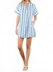 Полосатое платье-рубашка в светло-голубом цвете THML