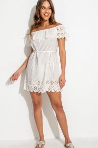Хлопковое платье с английской вышивкой Pour Moi, белый