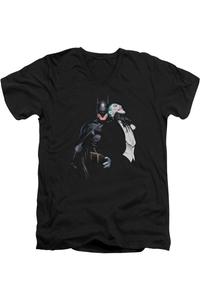 Футболка с коротким рукавом и V-образным вырезом для взрослых из премиального хлопка с принтом «Бэтмен Джокер Удушение» Gildan, черный