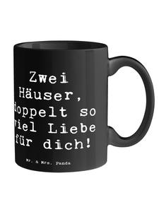 Кружка в честь разлуки с родителями с надписью на черном фоне Mr. & Mrs. Panda