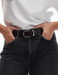 Ремень ARKET из кожи пони темно-коричневого цвета