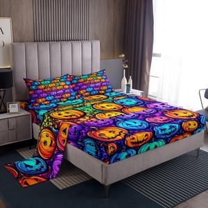 Erosebridal Комплект постельного белья Halloween Pumpkin для детей с принтом радужных тыкв и галактики с блестками и звездами, Multi 01