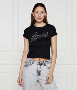Футболка женская Guess Jeans короткая с логотипом, черный