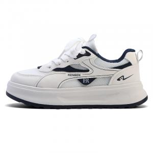 Дышащие низкие кроссовки для скейтбординга, увеличивающие рост, женские RENBEN, White Blue