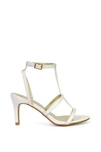 Босоножки Beaux на среднем высоком каблуке-шпильке с ремешками до щиколотки и вырезами в клетку XY London, белый