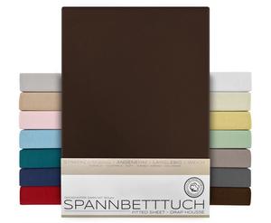 Простынь на подкладке BEAUTEX - 100х200х15 см темно-коричневый, простыня из чесаного хлопка, трикотаж премиум-класса 160г/м²