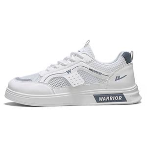 WARRIOR Износостойкие и легкие мужские скейтерские кроссовки лоу-топ бело-голубые, цвет White Blue