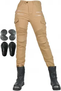 Дышащие мотоциклетные джинсы для женщин, мотоциклетные леггинсы со съемными защитными вставками, износостойкие, подходят для всех сезонов, Brown