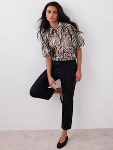 Рубашка с рукавами-фонариками в полоску зебры Mint Velvet, Khaki/Multi