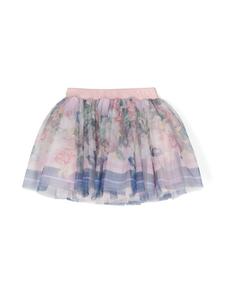 Monnalisa пышная юбка с завышенной талией и цветочным принтом, розовый