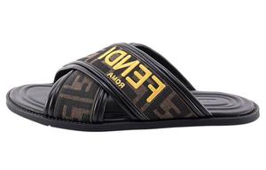 Шлепанцы Fendi с логотипом, табачный