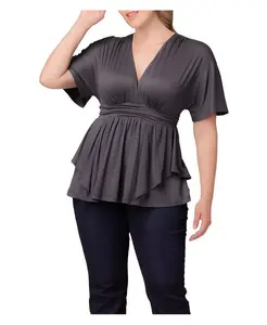 Трикотажный топ Promenade размера Plus Kiyonna, серый