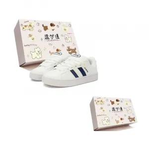 Винтажные универсальные повседневные лоу-топ скейтерки для женщин в коробке WENERMAN, белый/синий