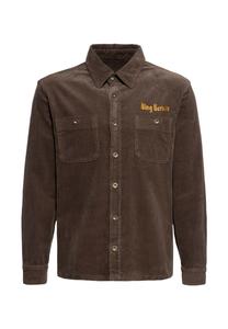 Вельветовая рубашка с длинными рукавами Split The Road KING KEROSIN, темно-коричневый
