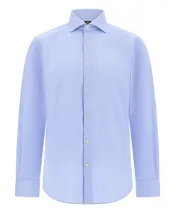 Приталенная хлопковая рубашка с жаккардовым узором Boggi Milano, синий