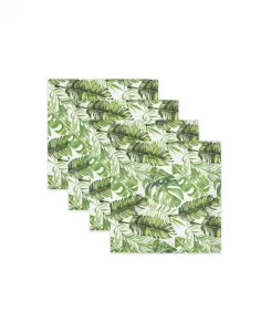 Набор из 4 салфеток с рисунком тропических листьев, 20,7 см x 20,7 см Tableau, зеленый