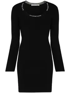 Облегающее платье мини с логотипом Alexander Wang, черный