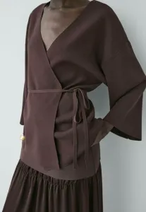 Струящееся кимоно с поясом-кардиганом Massimo Dutti, Dark Brown