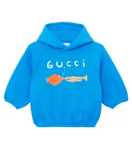 Детский хлопковый худи с флисом Euan Roberts Gucci Kids, Sky Blue/Multicolor