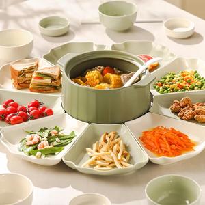 Luowei Набор посуды для семейного ужина, 34 предмета на 8 персон, керамика Jingdezhen, стиль кессероль, Pu Yu Reunion Assorted Plate Set