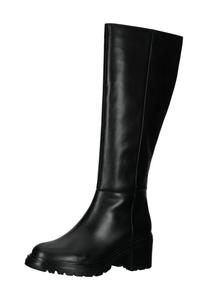 Женские кожаные ботинки на блочном каблуке GEOX, цвет C9999 Black