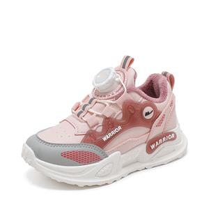 Детские кроссовки для бега Low top с противоскользящей амортизацией, устойчивые к истиранию и увеличивающие рост WARRIOR, розовый/deep розовый/серый (fleece-lined)