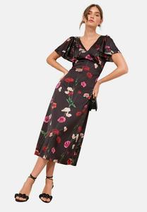Платье Friends Like These REGULAR FIT V-NECK RUFFLE SLEEVE MIDI, Black Floral/Black