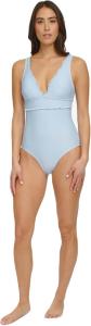 Женский повседневный слитный купальник Tommy Hilfiger с микрооборками через плечо, Chambray Blue