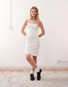 Юбка длиной до колена с ажурным узором белого цвета Collusion