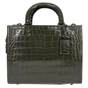 Coach Женская сумка через плечо Rogue из крокодиловой кожи, средний размер, темно-зеленый цвет