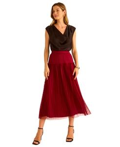 Женская плиссированная юбка миди на резинке Vince Camuto, Crimson