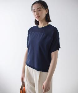 Трикотажная рубашка «летучая мышь» с сетчатой отделкой Suite L, цвет Navy [075]