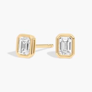 Серьги-гвоздики с бриллиантами изумрудной огранки в оправе из 14-каратного желтого золота (1/2 карата Tw. - HI / SI1-SI2) Blue Nile