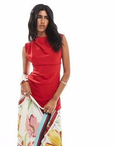 Топ ASOS DESIGN с драпировкой, воротником-хомутиком и открытой завязкой сзади, красного цвета