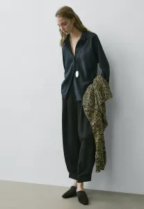 Струящаяся блузка на пуговицах Massimo Dutti, Dark Blue