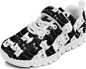 Кроссовки с животным принтом для мальчиков и девочек, обувь для ходьбы, модный дизайн, с одной пряжкой, теннисные кроссовки, дышащие, легкие, идеальные для детей Watdotory, белый