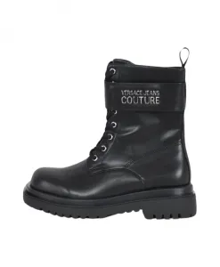 Кожаные ботинки Cruelty Free с бляшкой логотипом Versace Jeans Couture, черный