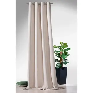 Шторка Lucca с люверсами, 1 шт., жаккард, затемняющая, термо, затемнение, занавеска, штора Weckbrodt, Natur